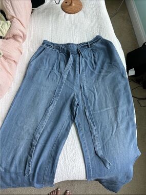 Francesca's Collections Light Blue Wide-Leg Trousers w/Self Tie Belt Size S NWT